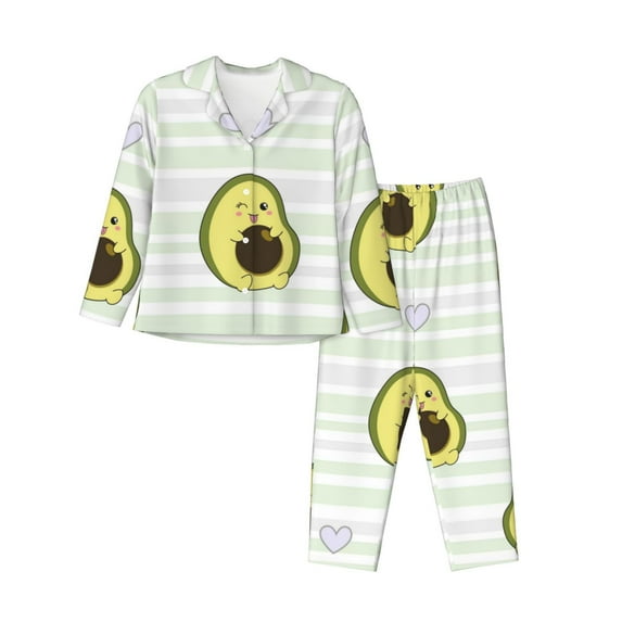 Kll Avocado Of A Hear Print Women'S Long Sleeve Pajamas With Pants Sleepwear Loungewear 2 Set-Xx-Large