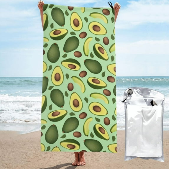 Kll Avocado With Seeds Microfiber Beach Towel Fast Drying,Extra Large 27.5"X55" Sand Free Beach Towel Super Lightweight Towels