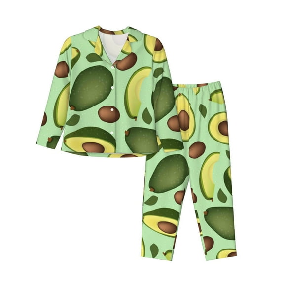 Kll Avocado With Seeds Print Women'S Long Sleeve Pajamas With Pants Sleepwear Loungewear 2 Set-Medium