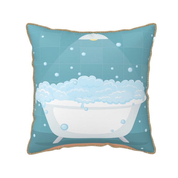 Kll Bathtub With Soap Bubbles Decorative Throw Pillow Covers Velvet Soft For Couch Sofa Bedroom Living Room Outdoor -18"X18"