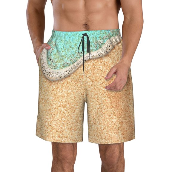 Kll Beach Footprint Men'S Casual Summer Beach Shorts Hawaiian Shorts With Pockets-Medium