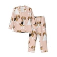 thumbnail image 1 of Kll Beagle Dog On Brown Sleepwear Mens Flannel Pajamas,Long Cotton Pj Set, 1 of 9