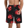 thumbnail image 1 of Kll Beautiful Red Ladybug Men'S Casual Summer Beach Shorts Hawaiian Shorts With Pockets-3x-Large, 1 of 9