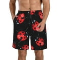 thumbnail image 1 of Kll Beautiful Red Ladybug Men'S Casual Summer Beach Shorts Hawaiian Shorts With Pockets-X-Large, 1 of 9