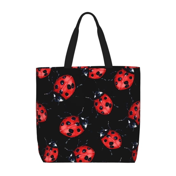 Kll Beautiful Red Ladybug Pattern Aesthetic Tote Bag For Women Beach Bag Shopping Bags Shoulder Bag Reusable Grocery Bags