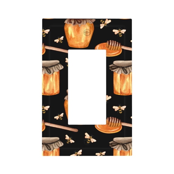 Kll Bee And Honey Wall Plate,Gloss Finish,Standard Size 1 - 5" X 3", Polycarbonate Thermoplastic,Electric Receptacle Plug Covers