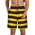 thumbnail image 1 of Kll Bee Stripe Men'S Casual Summer Beach Shorts Hawaiian Shorts With Pockets-Xx-Large, 1 of 9