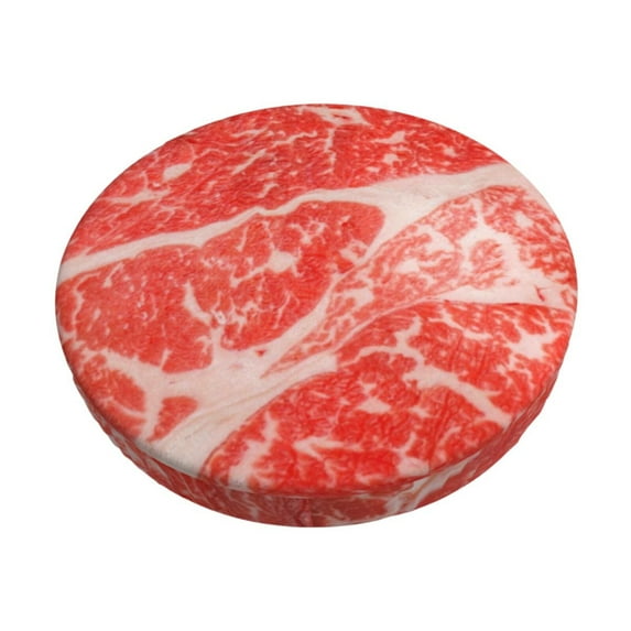 Kll Beef Steaks Round Bar Chair Cushion Cover 14 Inch,Bar Stool Protector With Elastic, Soft Washable