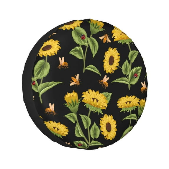 Kll Bees And Sunflowers Tire Cover,Universal Wheel Tire Cover For Trailer, Rv, Suv, Truck,Camper And Many Vehicle,(14 Inch)