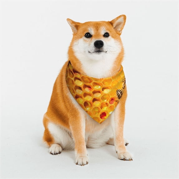 Kll Bees On Hive Honeycomb Dog Bandanas,Triangle Reversible Pet Scarf For Small Medium Large And Extra Large Dogs-Small