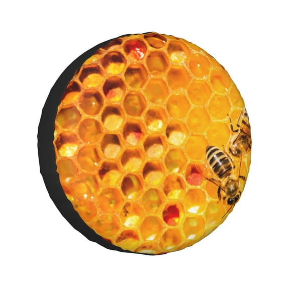 Kll Bees On Hive Honeycomb Tire Cover,Universal Wheel Tire Cover For Trailer, Rv, Suv, Truck,Camper And Many Vehicle,(16 Inch)