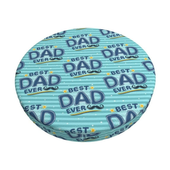 Kll Best Dad Ever Round Bar Chair Cushion Cover 14 Inch,Bar Stool Protector With Elastic, Soft Washable