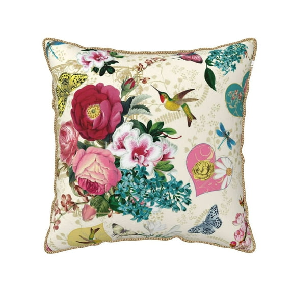 Kll Bird Butterfly Rose Decorative Throw Pillow Covers Velvet Soft For Couch Sofa Bedroom Living Room Outdoor -20"X20"