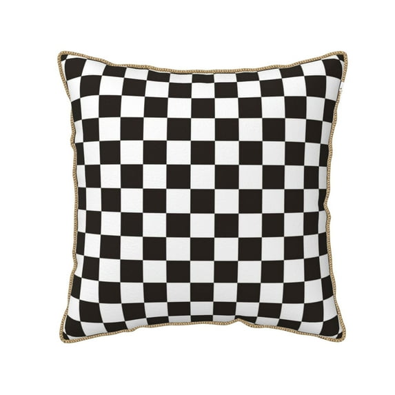 Kll Black And White Checkerboard Decorative Throw Pillow Covers Velvet Soft For Couch Sofa Bedroom Living Room Outdoor -20"X20"
