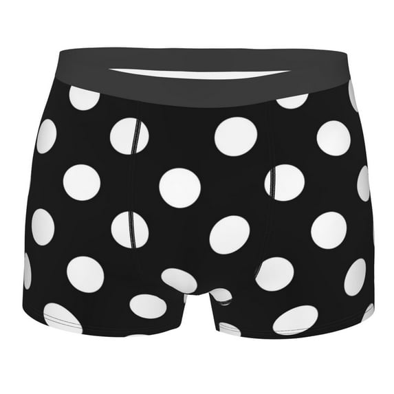 Kll Black And White Polka Dot Men'S Cotton Boxer Briefs Underwear-Small