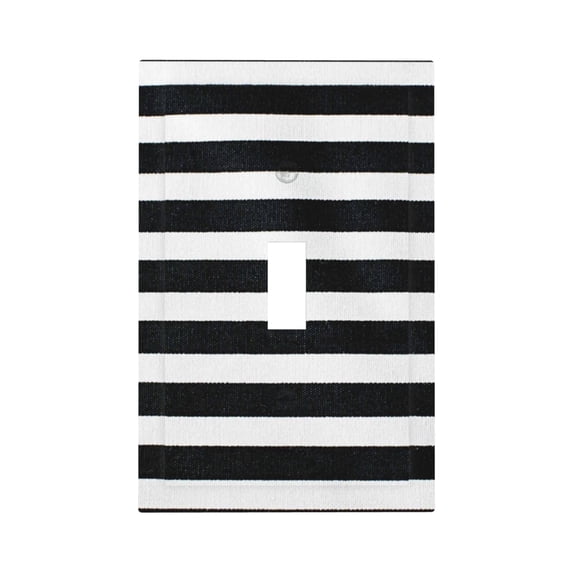 Kll Black And White Stripes Wall Plate,Gloss Finish,Standard Size 1 - 5" X 3", Polycarbonate Thermoplastic,Electric Receptacle Plug Covers