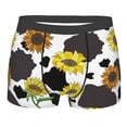 thumbnail image 1 of Kll Black Cow Print With Sunflowers Country Men'S Cotton Boxer Briefs Underwear-Xx-Large, 1 of 9