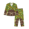 thumbnail image 1 of Kll Black Head Woman With Dots Hair Print Women'S Long Sleeve Pajamas With Pants Sleepwear Loungewear 2 Set-Large, 1 of 9