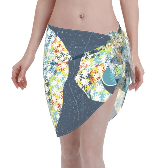 Kll Black Head Woman With Marijuana Hair Print Women'S Sarong Coverups Short Bathing Suit Wrap Skirt Beach Wrap Swimsuit Cover Ups