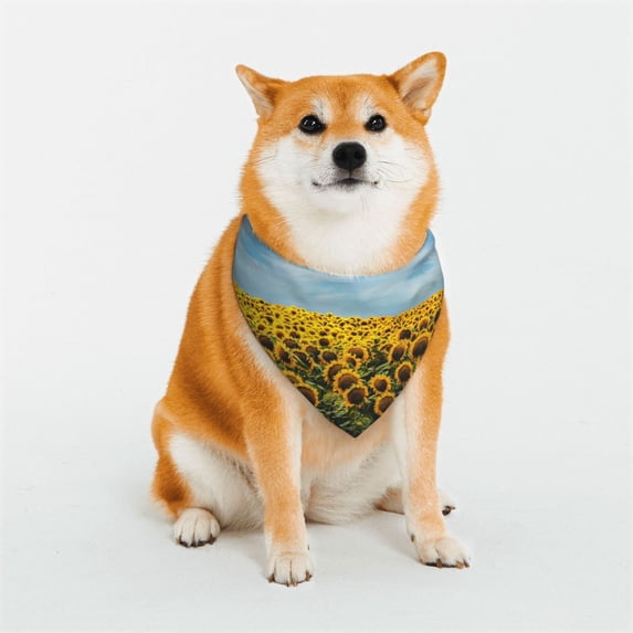 Kll Blooming Sunflower Field Dog Bandanas,Triangle Reversible Pet Scarf For Small Medium Large And Extra Large Dogs-Medium