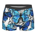 thumbnail image 1 of Kll Blue And White Butterflies Men'S Cotton Boxer Briefs Underwear-Xx-Large, 1 of 9