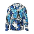 thumbnail image 1 of Kll Blue And White Butterflies Print Men'S Women’s Upf 50+ Sun Protection Outdoor Hoodie Jacket Long Sleeve Fishing Hiking Performance Shirt- Small, 1 of 8