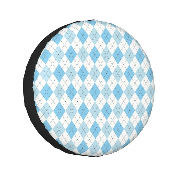 Kll Blue And White Squares Tire Cover,Universal Wheel Tire Cover For Trailer, Rv, Suv, Truck,Camper And Many Vehicle,(16 Inch)