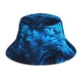 thumbnail image 1 of Kll Blue Fire Wolf Bucket Hat for Women Men Packable Travel Beach Sun Hat Outdoor Rave Accessories Reflective Fisherman Cap, 1 of 6