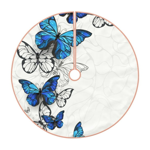 Kll Blue Flying Butterflies Christmas Tree Skirt 48",Party Decorations Farmhouse For Christmas Decorations Holiday Party