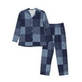 thumbnail image 1 of Kll Blue Gingham Buffalo Check Sleepwear Mens Flannel Pajamas,Long Cotton Pj Set, 1 of 9