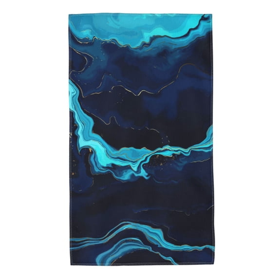 Kll Blue Marble And Gold Ultra Absorbent & Soft Hand Towels For Bath, Hand, Face, Gym And Spa-27.5x16in