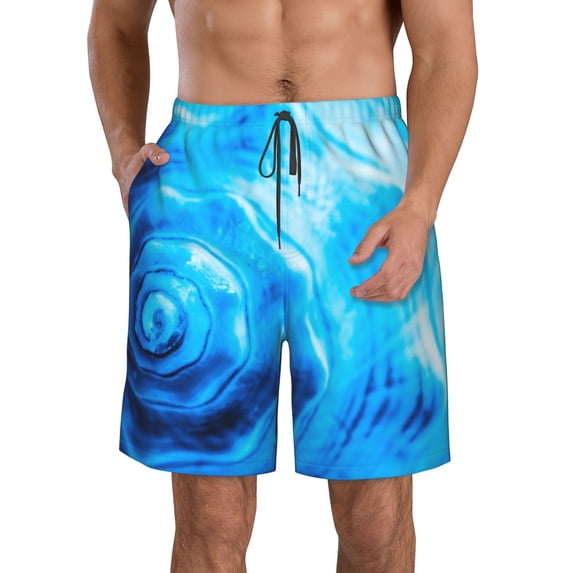 Kll Blue Shell Men'S Casual Summer Beach Shorts Hawaiian Shorts With Pockets-Small