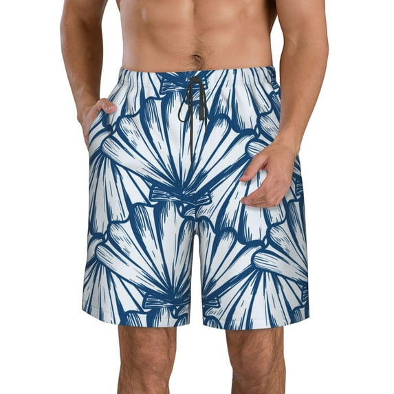 Kll Blue Shells Men'S Casual Summer Beach Shorts Hawaiian Shorts With Pockets-Xx-Large
