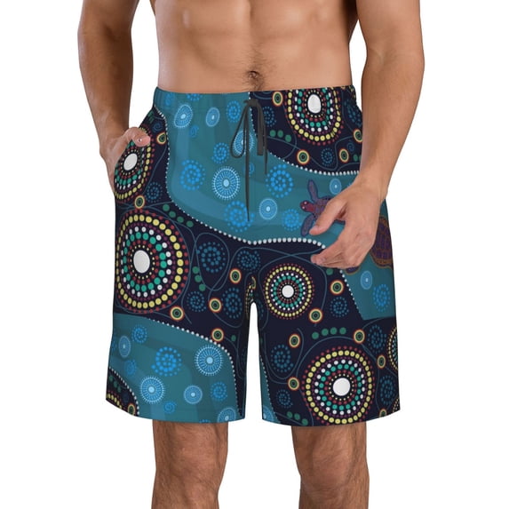 Kll Bohemian Turtle Men'S Casual Summer Beach Shorts Hawaiian Shorts With Pockets-Small