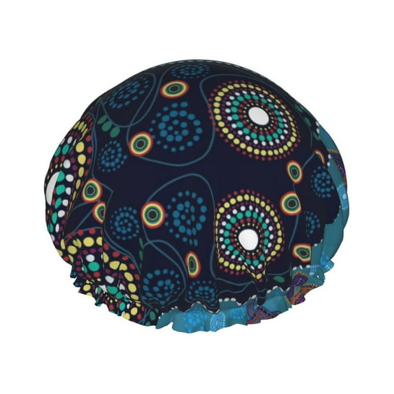 Kll Bohemian Turtle Pattern Shower Cap & Bath Cap For Women,Reversible Oversized Waterproof Shower Caps For All Hair Lengths,Elastic Reusable Bathing Hair Cap