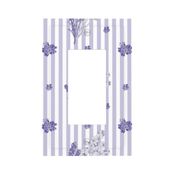 Kll Bouquet And Lavender Flowers Wall Plate,Gloss Finish,Standard Size 1 - 5" X 3", Polycarbonate Thermoplastic,Electric Receptacle Plug Covers