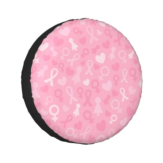 Kll Breast Cancer Awareness Tire Cover,Universal Wheel Tire Cover For Trailer, Rv, Suv, Truck,Camper And Many Vehicle,(17 Inch)