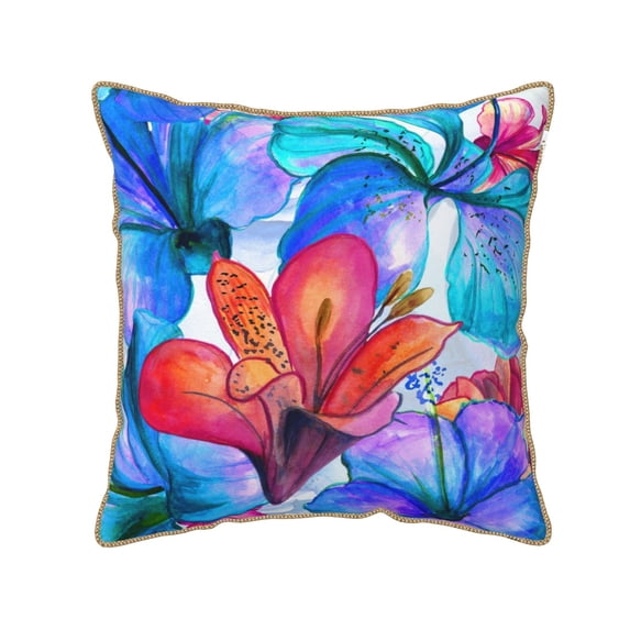 Kll Bright Flowers Decorative Throw Pillow Covers Velvet Soft For Couch Sofa Bedroom Living Room Outdoor -18"X18"