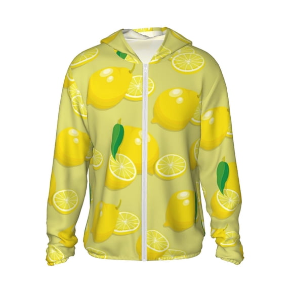 Kll Bright Lemons Print Men'S Women’s Upf 50+ Sun Protection Outdoor Hoodie Jacket Long Sleeve Fishing Hiking Performance Shirt- Xx-Large