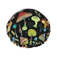 thumbnail image 1 of Kll Bright Mushrooms Pattern Shower Cap & Bath Cap For Women,Reversible Oversized Waterproof Shower Caps For All Hair Lengths,Elastic Reusable Bathing Hair Cap, 1 of 9