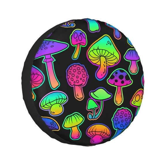 Kll Bright Mushrooms Tire Cover,Universal Wheel Tire Cover For Trailer, Rv, Suv, Truck,Camper And Many Vehicle,(15 Inch)