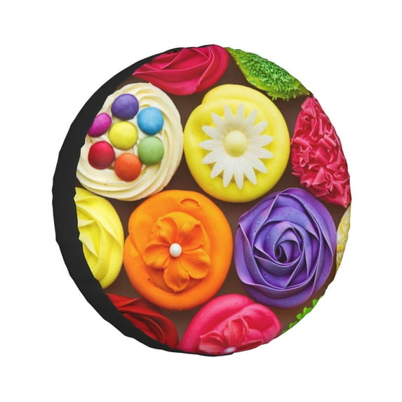 Kll Brightly Colored Cupcakes Tire Cover,Universal Wheel Tire Cover For Trailer, Rv, Suv, Truck,Camper And Many Vehicle,(15 Inch)