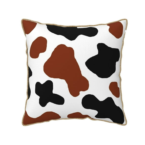 Kll Brown Black Cow Decorative Throw Pillow Covers Velvet Soft For Couch Sofa Bedroom Living Room Outdoor -16"X16"