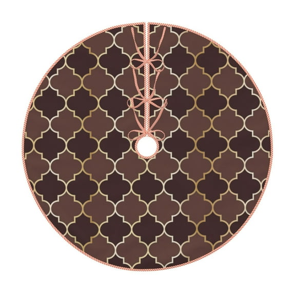 Kll Brown Gold Grid Christmas Tree Skirt 48",Party Decorations Farmhouse For Christmas Decorations Holiday Party