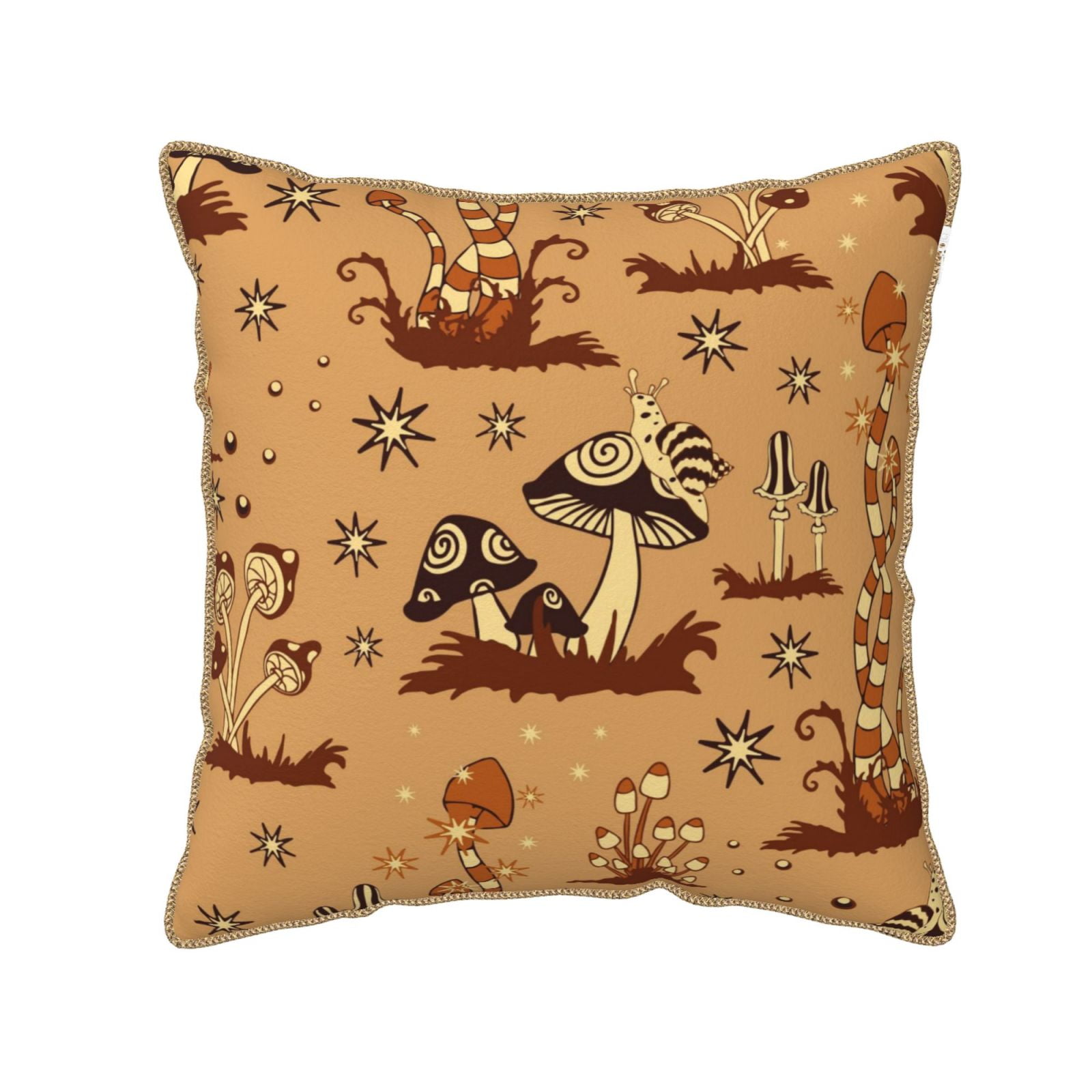 Kll Brown Mushrooms Decorative Throw Pillow Covers Velvet Soft For ...