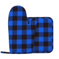thumbnail image 1 of Kll Buffalo Plaid Blue Black Oven Gloves And Pot Holders Grill Gloves - Oven Gloves And Pot Holders, Non-Slip Cooking Gloves With Recycled Pads, 1 of 9