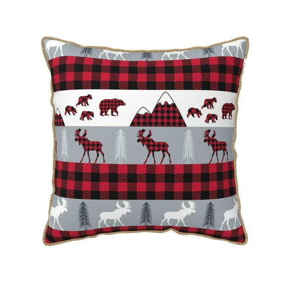 Kll Buffalo Plaid Forest Decorative Throw Pillow Covers Velvet Soft For Couch Sofa Bedroom Living Room Outdoor -18"X18"