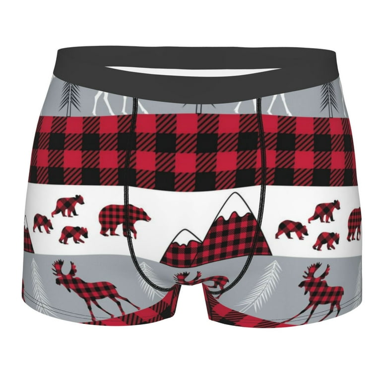 Kll Buffalo Plaid Forest Men'S Cotton Boxer Briefs Underwear-Medium