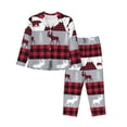 thumbnail image 1 of Kll Buffalo Plaid Forest Print Women'S Long Sleeve Pajamas With Pants Sleepwear Loungewear 2 Set-Small, 1 of 9