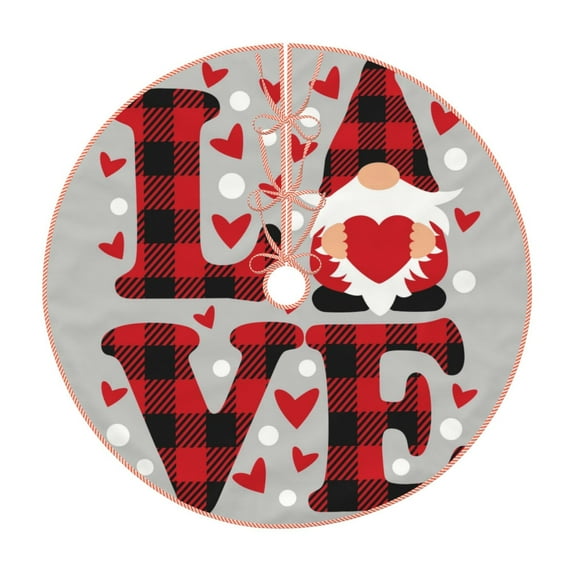 Kll Buffalo Plaid Love And Gnome Christmas Tree Skirt 30",Party Decorations Farmhouse For Christmas Decorations Holiday Party
